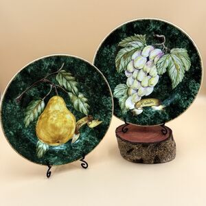 Vintage American Atlier Lattice Fruit Pear & Grape (Raisin) Plates